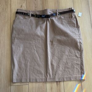 New York Clothing Co Brown Pencil Skirt with Belt